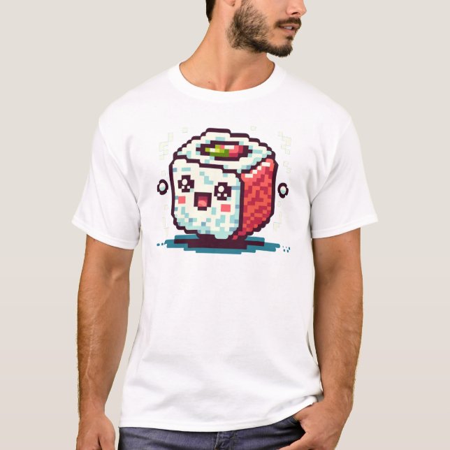 Camiseta Rollo de sushi feliz - Diseño de comida de arte de (Anverso)