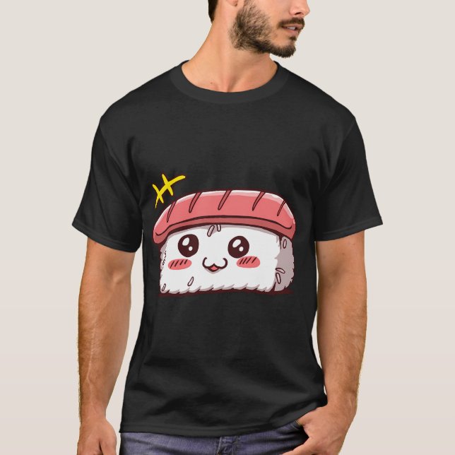 Camiseta Rollo de Sushi Kawaii - Comida Japonesa (Anverso)