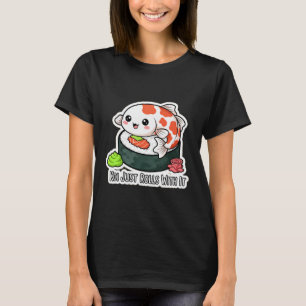Camiseta Rollo de Sushi Kawaii Koi - Arte de Pun de Comida