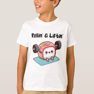 Camiseta Rollo de Sushi Levantando Pesas