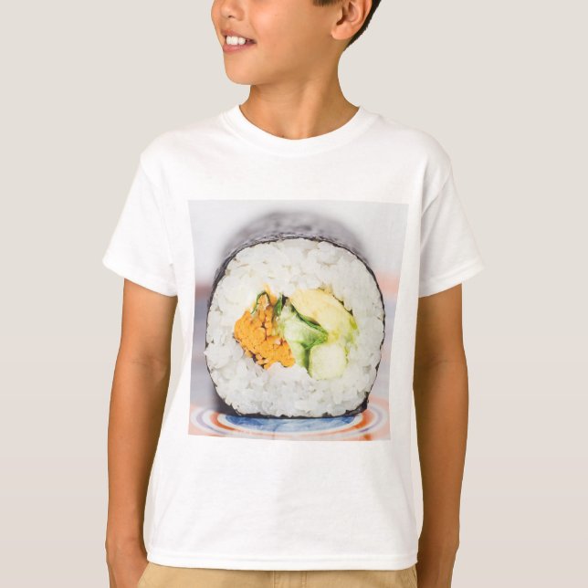 Camiseta Rollo de sushi Pescado y arroz (Anverso)
