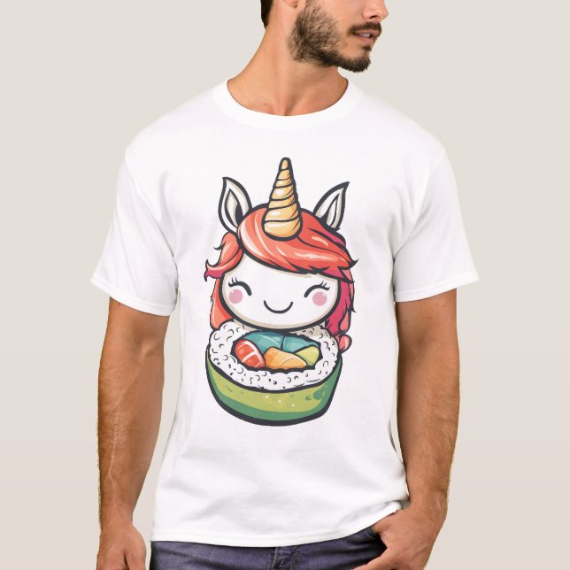 Camiseta Rollo de Sushi Unicornio (1) (Anverso)