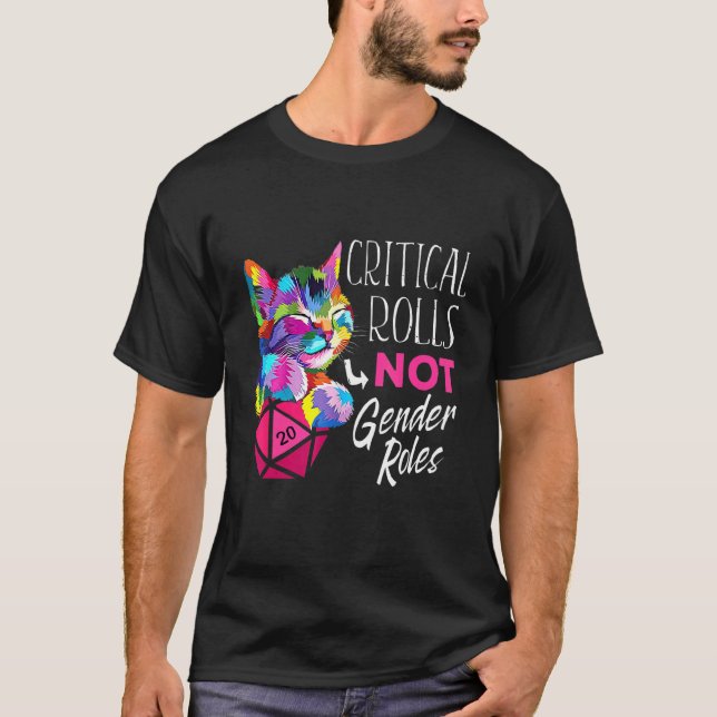 Camiseta Rollos Críticos No Roles de Género Gato de juego d (Anverso)