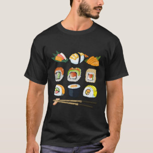 Camiseta Rollos De Comida Japonesa Kawaii De Sushi