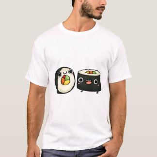 Camiseta Rollos de Sushi Kawaii Felices