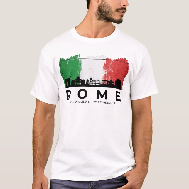 Camiseta Roma Italia Ciudadela Bandera de Pincel (Anverso)
