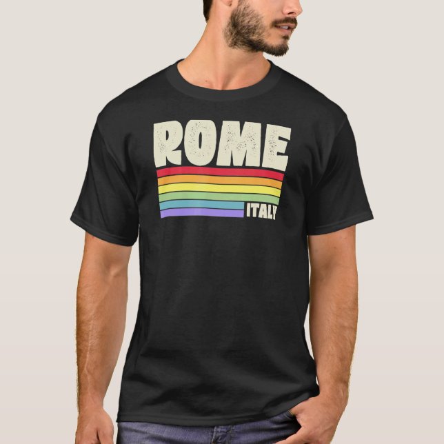 Camiseta Roma Italia Orgullo arco iris Orgullo Merch Retro  (Anverso)