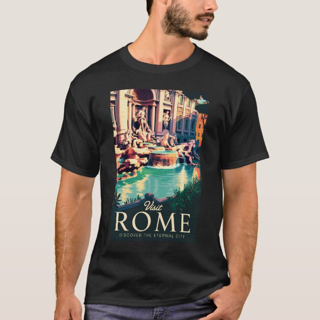 Camiseta Roma Italia Trevi Ilustracion arte de viajes (Anverso)