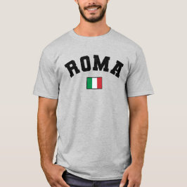 Camiseta Roma: Tipografía atlética con bandera italiana
