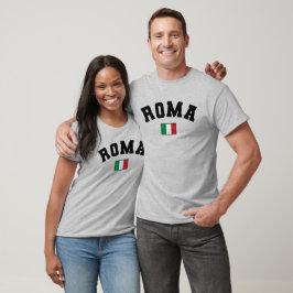 Camiseta Roma: Tipografía atlética con bandera italiana