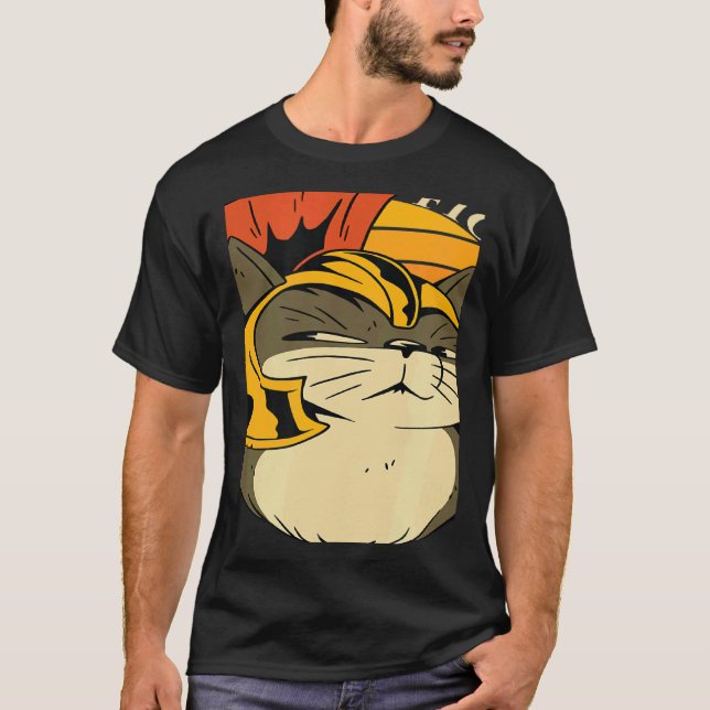 Camiseta Roman Cat Soldier Helmet Costume A Galea Kitten Te (Anverso)