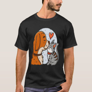 Camiseta Romance Cute Dog Kissing Cat