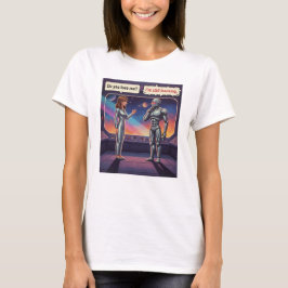 Camiseta Romance divertido de IA entre mujer humana y robot