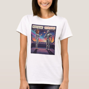 Camiseta Romance divertido de IA entre mujer humana y robot