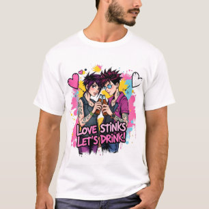 Camiseta Romance rebelde: el amor apesta, bebamos