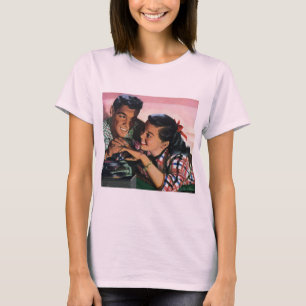 Camiseta Romance vintage, novios en secundaria enamorados