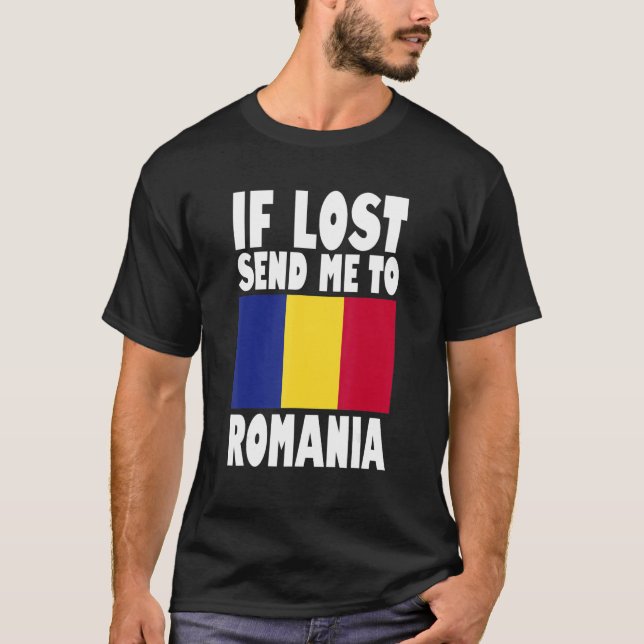 Camiseta Romania Flag Design  If lost send me to Romania (Anverso)