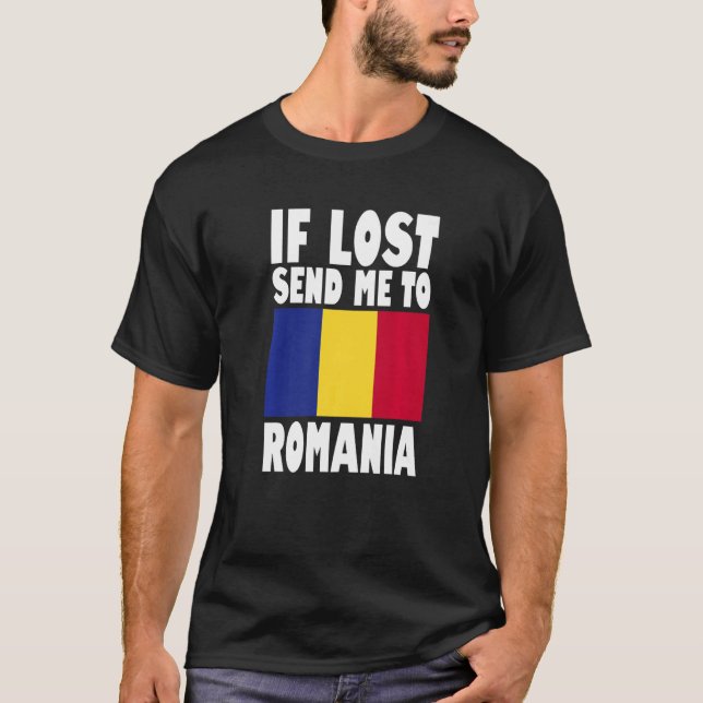 Camiseta Romania Flag Design  If lost send me to Romania Pr (Anverso)
