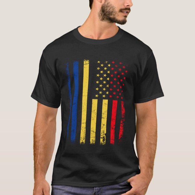 Camiseta Romanian American Flag Romania America Pride Herit (Anverso)