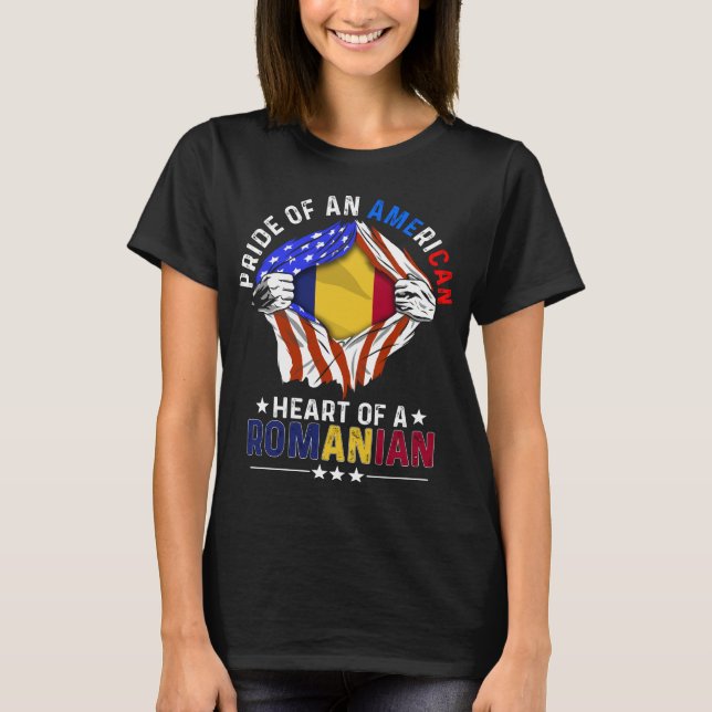 Camiseta Romanian American Foreign Romania Flag (Anverso)