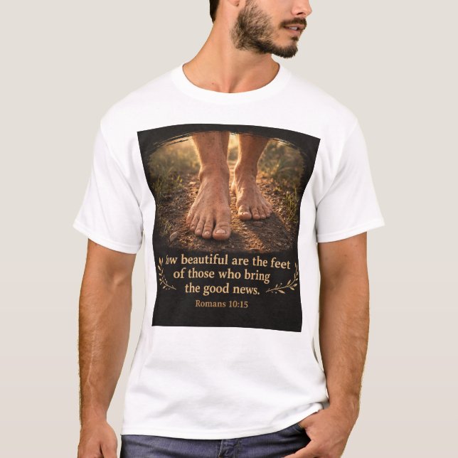 Camiseta Romanos 10:15 y Evangelio (Anverso)