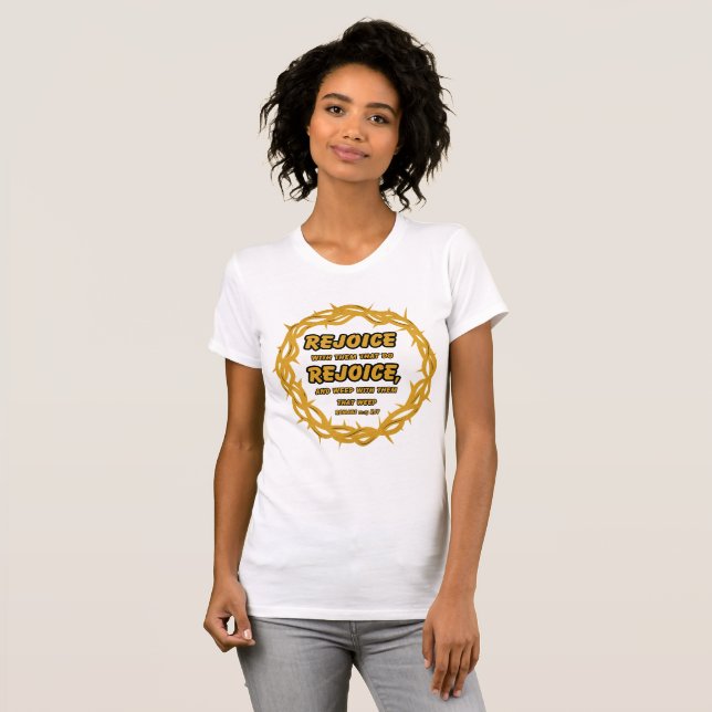 Camiseta Romanos 12:15 KJV Biblia Scripture contra la mujer (Anverso completo)