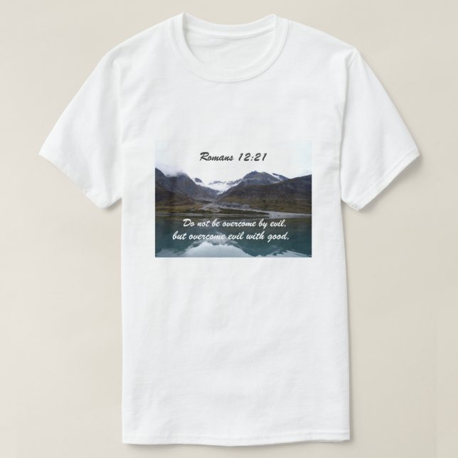 Camiseta Romanos 12:21 No te venza el mal (Diseño del anverso)