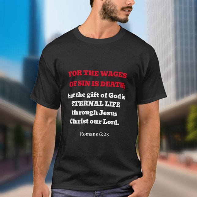 Camiseta Romanos de moda 6:23 Escritura de Evangelio Cristi (Subido por el creador)