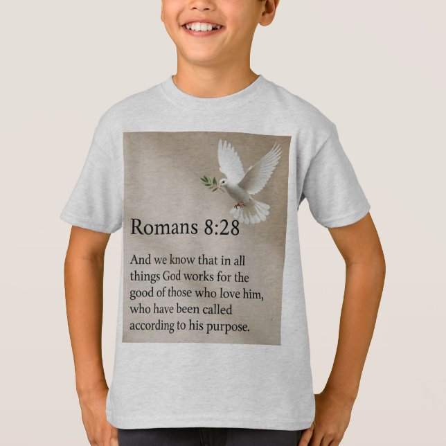 Camiseta Romans 8:28 Bible Verse Kid's Tee Shirt (Anverso)