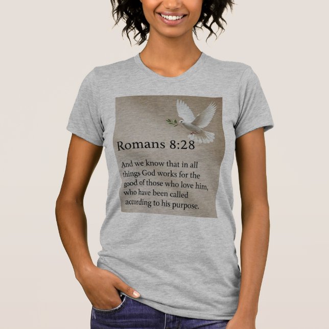 Camiseta Romans 8:28 Bible Verse Women's Tee Shirt (Anverso)