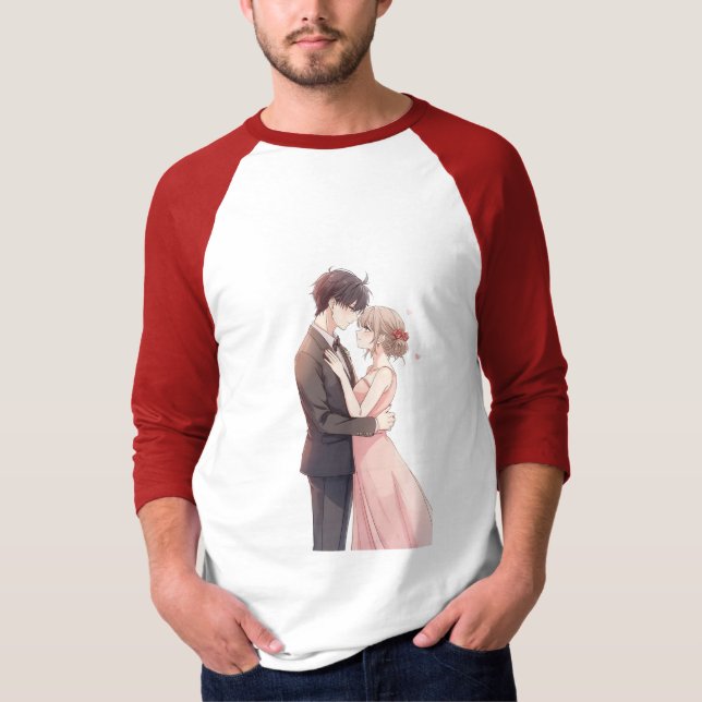 Camiseta Romantic Anime Couple Embrace T-Shirt (Anverso)
