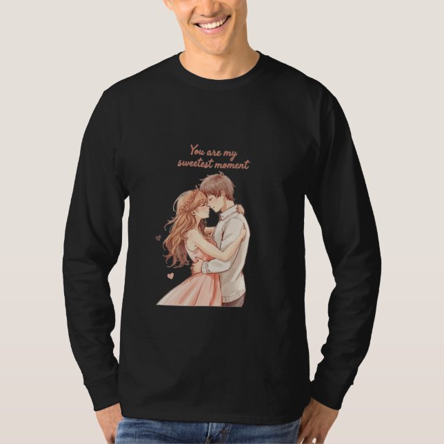 Camiseta Romantic Anime Couple - Sweet Valentine Moment (Anverso)