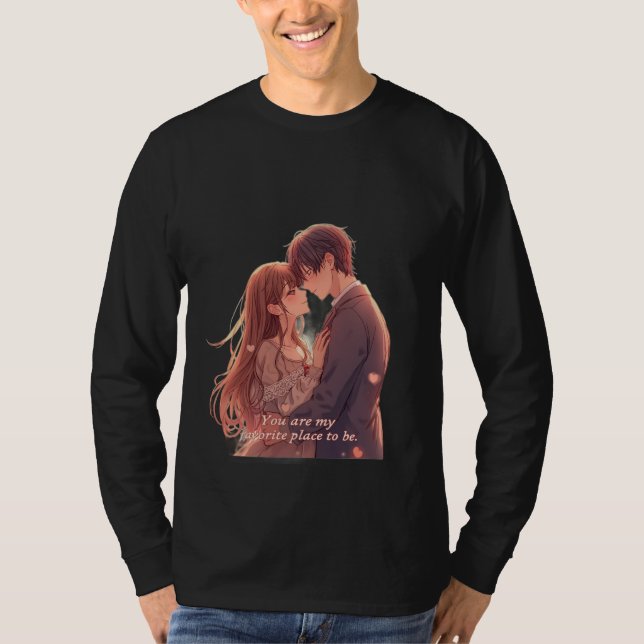 Camiseta Romantic Anime Couple - Valentine's Day  Aesthetic (Anverso)