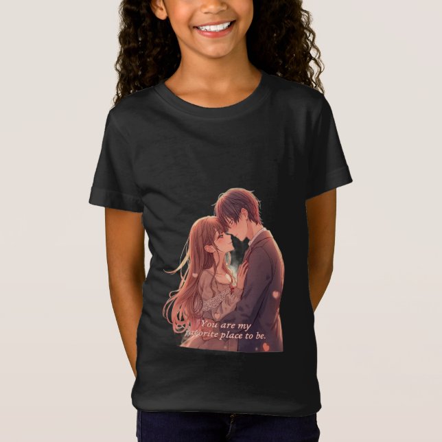Camiseta Romantic Anime Couple - Valentine's Day  Aesthetic (Anverso)