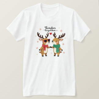 Camiseta Romantic Couple Christmas Reindeer T-shirt