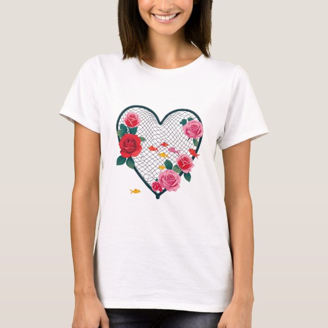 Camiseta Romantic Fishing Heart Net – Women's T-Shirt (Anverso)