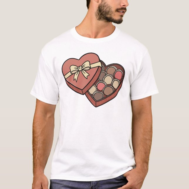 Camiseta Romantic Heart-Shaped Chocolate Box Valentine  (Anverso)