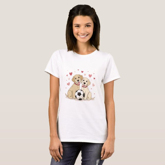 Camiseta Romantic Labradors with Soccer Ball for Valentine' (Anverso completo)