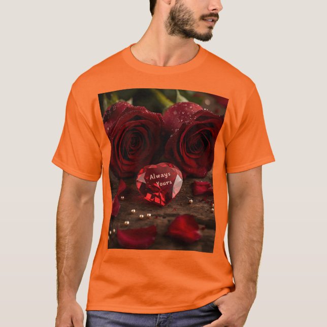 Camiseta Romantic Red Rose Always Yours Valentine Couple  (Anverso)