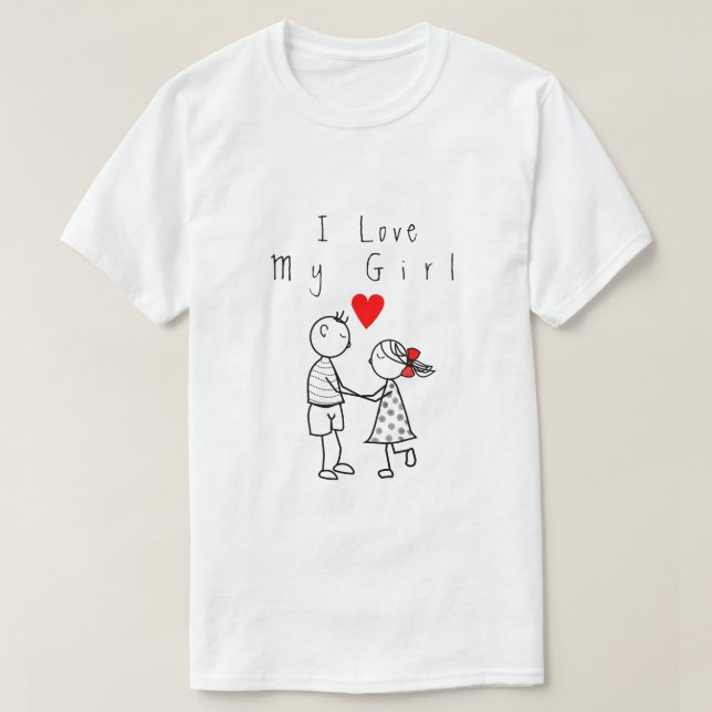 Camiseta romántica con texto - Amo a mi Chica (Diseño del anverso)