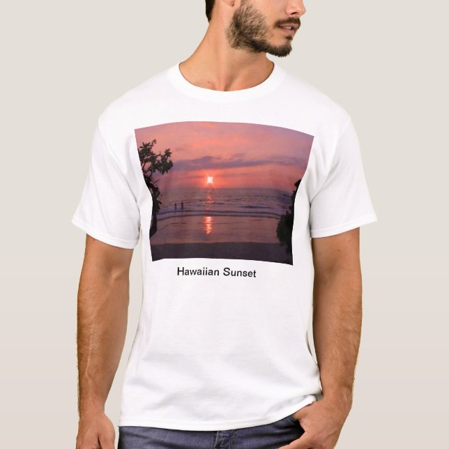 Camiseta Romántica playa hawaiana del océano atardecer (Anverso)