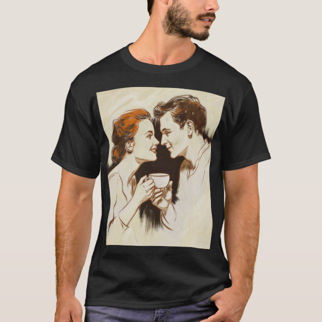 Camiseta Romántico Café Fecha Parejas Compartiendo Dulce Gl (Anverso)