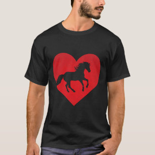 Camiseta Romántico Corazón en Forma de Caballo Ecuestre Lov