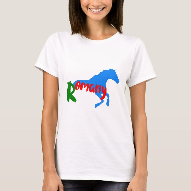 Camiseta Romántico Gitano texto y caballo (Anverso)