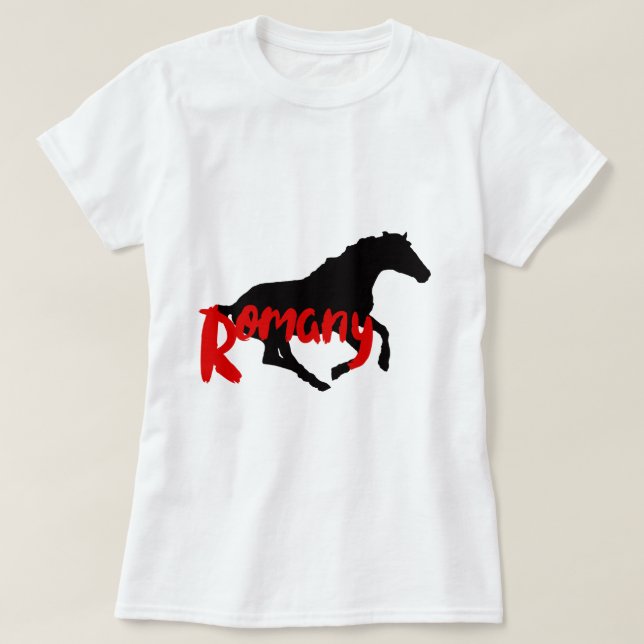 Camiseta Romántico Gitano texto y caballo (Diseño del anverso)