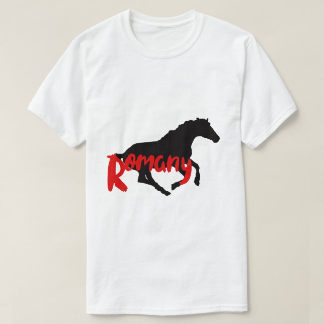 Camiseta Romántico Gitano texto y caballo (Diseño del anverso)