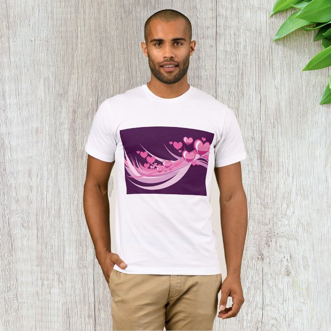 Camiseta Romántico Resumen Diseño De Corazones Rosa En Púrp (Subido por el creador)