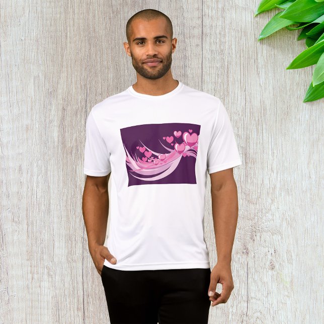 Camiseta Romántico Resumen Diseño De Corazones Rosa En Púrp (Subido por el creador)