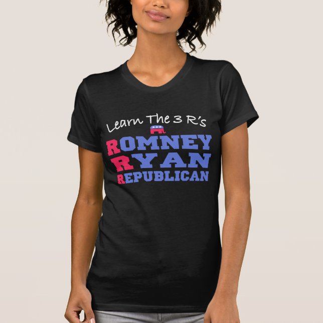 Camiseta Romney Ryan aprende los 3 r (Anverso)