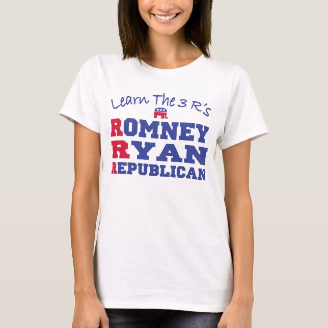Camiseta Romney Ryan aprende los 3 r (Anverso)